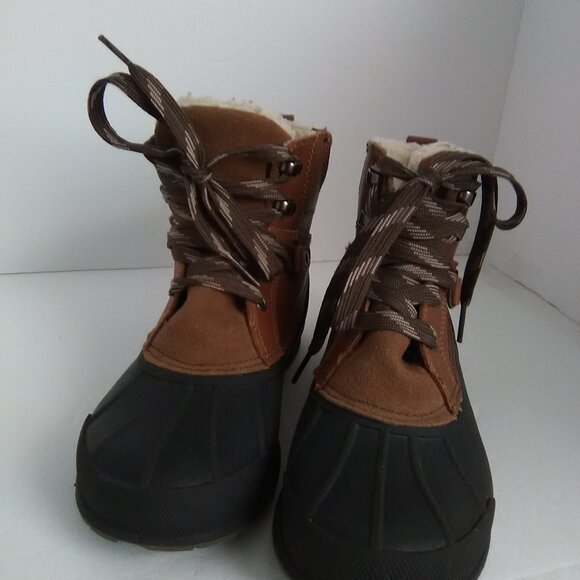 Cat & Jack Boys Winter Boot Lace Up Closure Color Brown / Black Rubber Size 1 NW - Picture 4 of 13